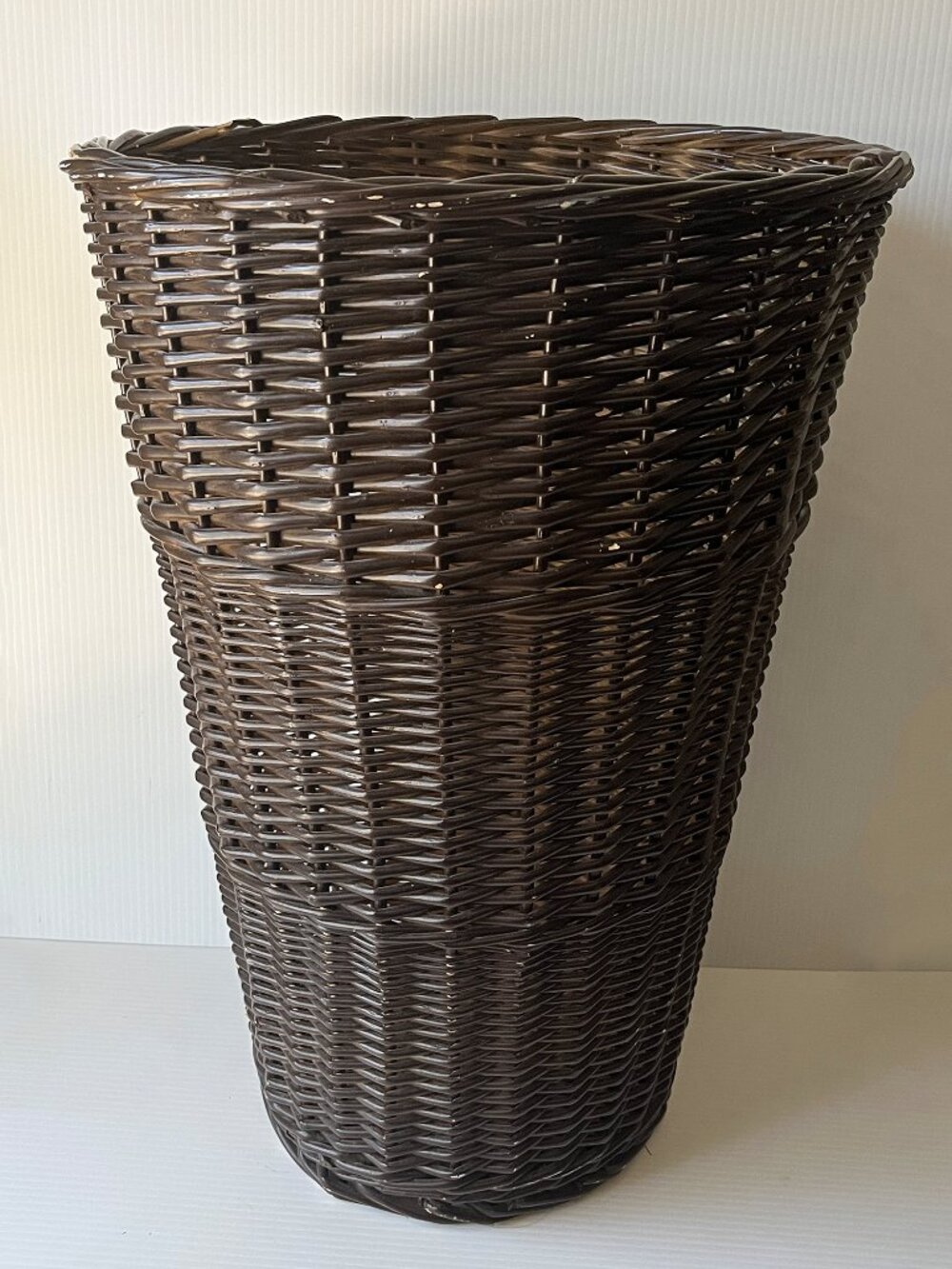 Large Woven Wicker Floor Basket / Umbrella Stand 22.5"